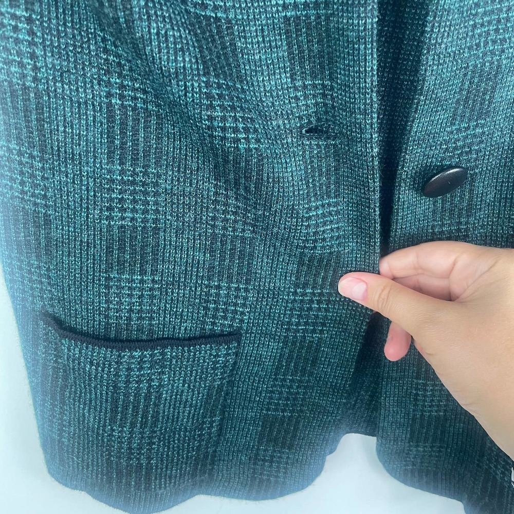 Damask Plaid Ruch Sleeve Button Swacket - Picture 5 of 6